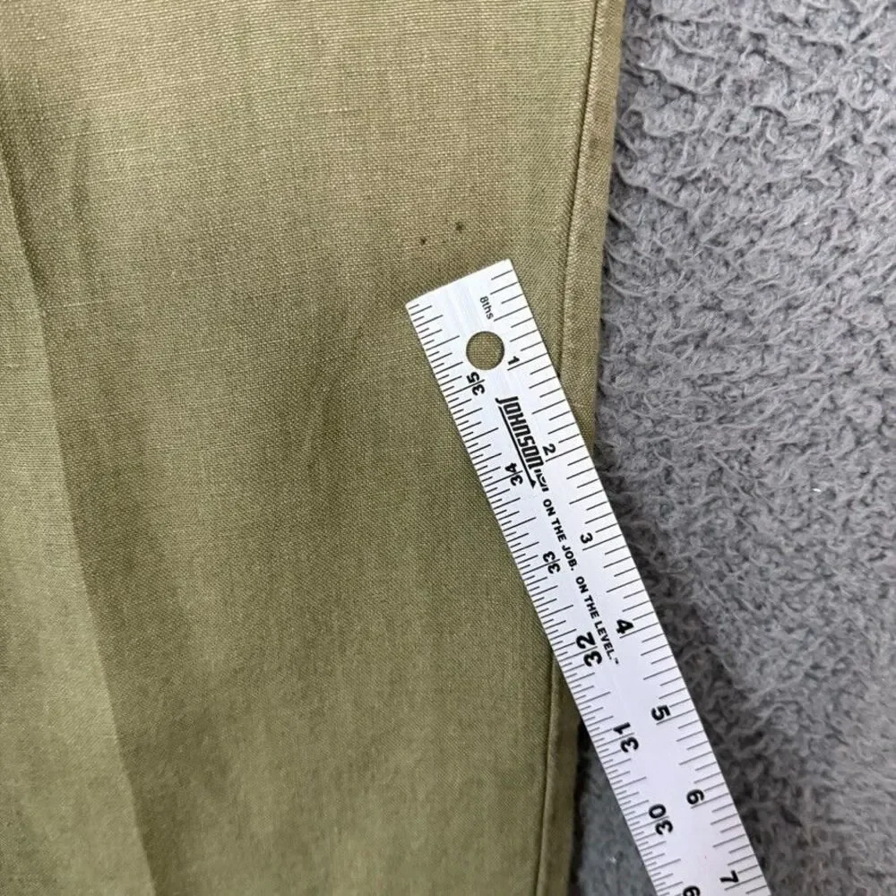 Vtg Brooks Brothers Pants Mens 38x30 (Fits 36x28) Green Linen Pleated Classic